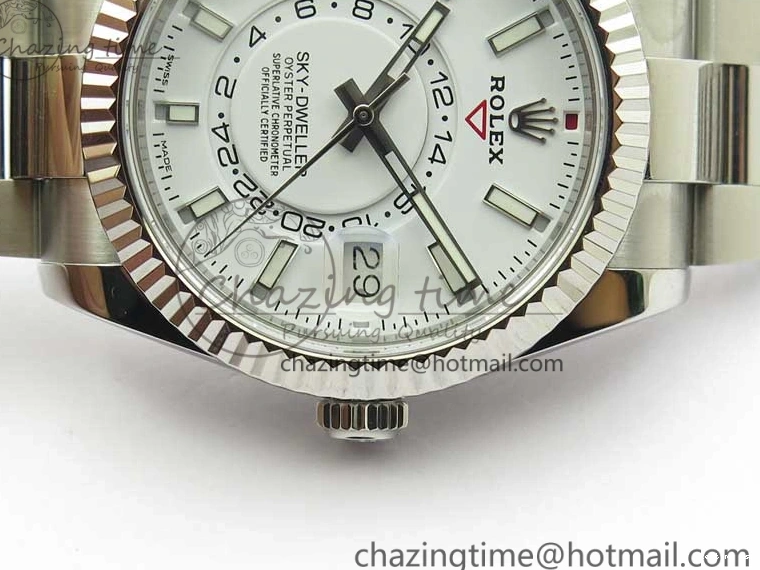 1218 Sky-Dweller 326934 SS Noob 1:1 Best Edition White Dial on SS Bracelet Asian 23J to TechFriendly 2880